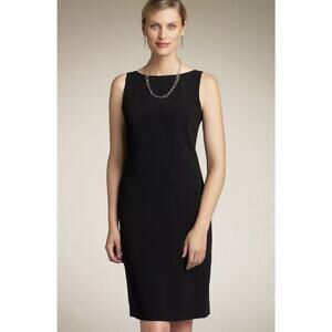 YANSI FUGEL Little Black Dress LBD Sz 8 Lined Sheath Sleeveless Career Occasion